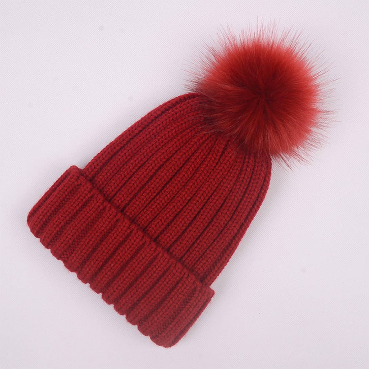 ACCITY FLUFFY BALL SIMPLE BASIC KNIT BEANIE_CWAH331: Black / (OS) 1